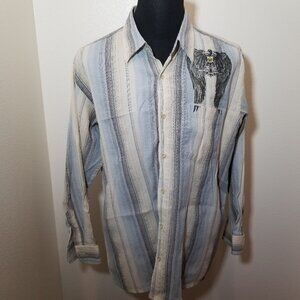 Scorpio USA Mens Large Long Sleeve Shirt Stripe Snap Western Cowboy Vintage Y2K